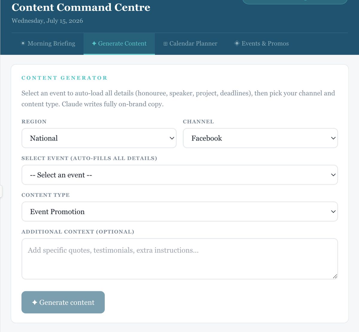AI content generation system built by Ben Ezra for a national non-profit