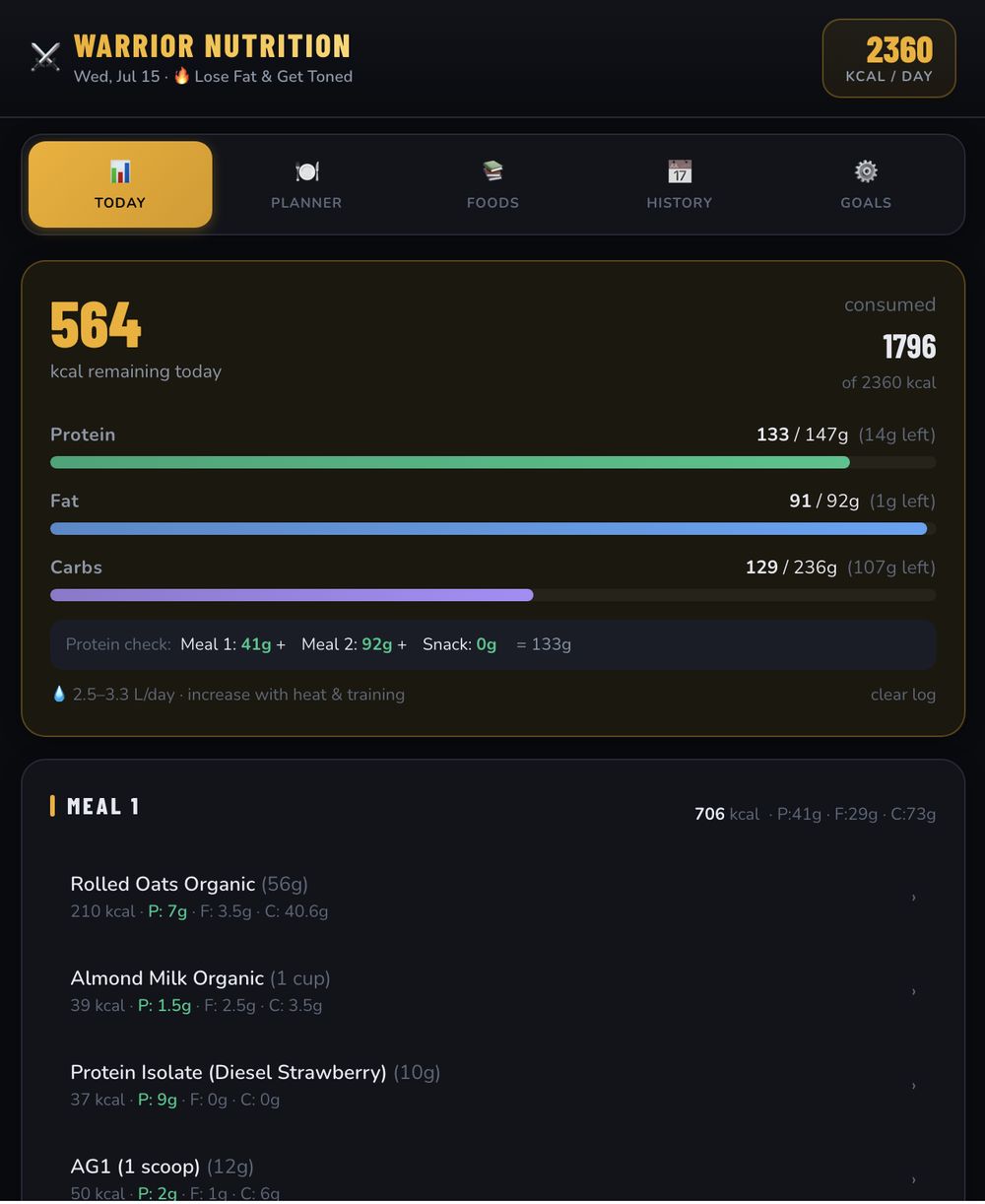 Warrior Nutrition AI calorie and macronutrient tracker app built by Ben Ezra