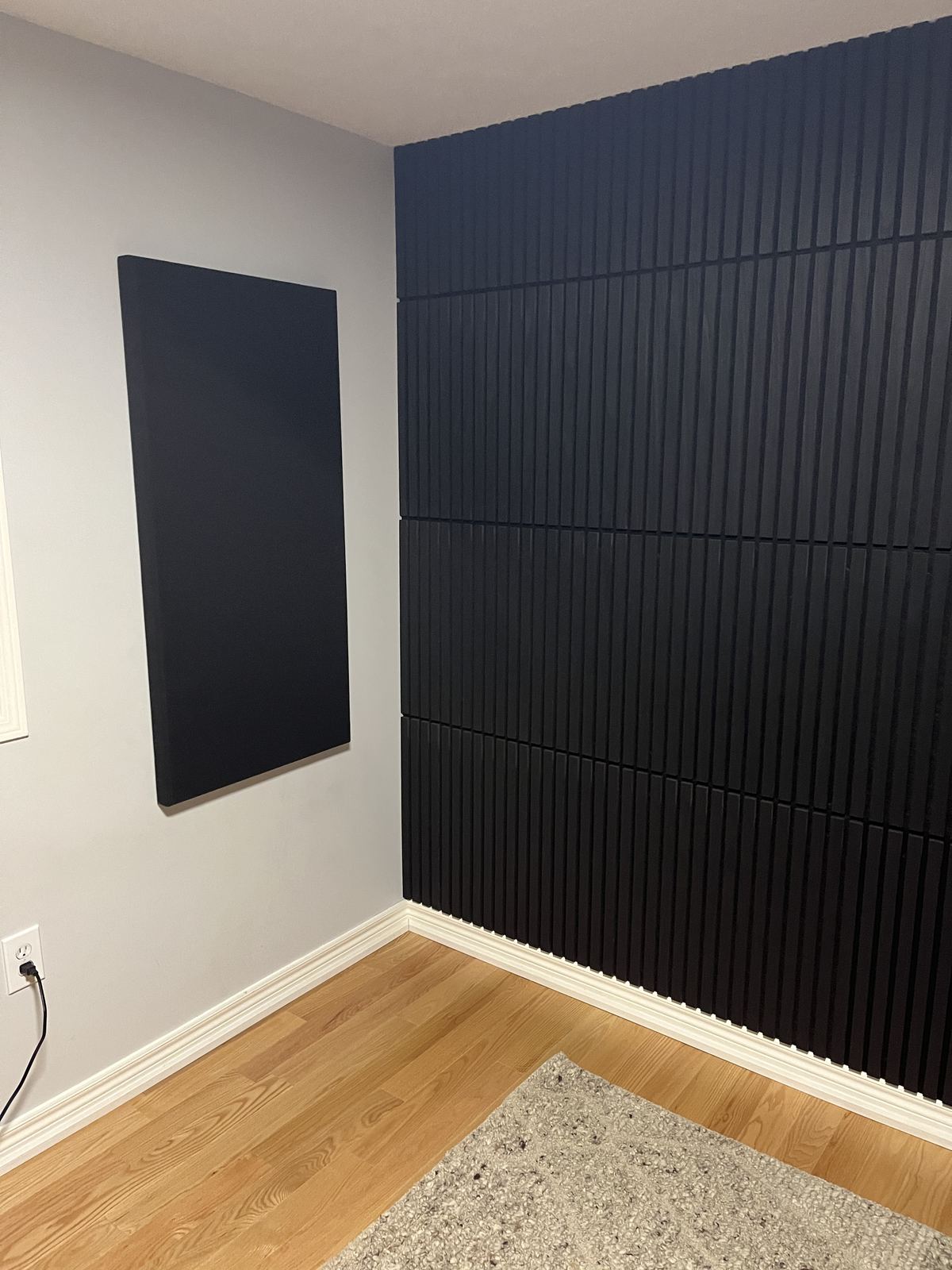 Home studio slat wall installed
